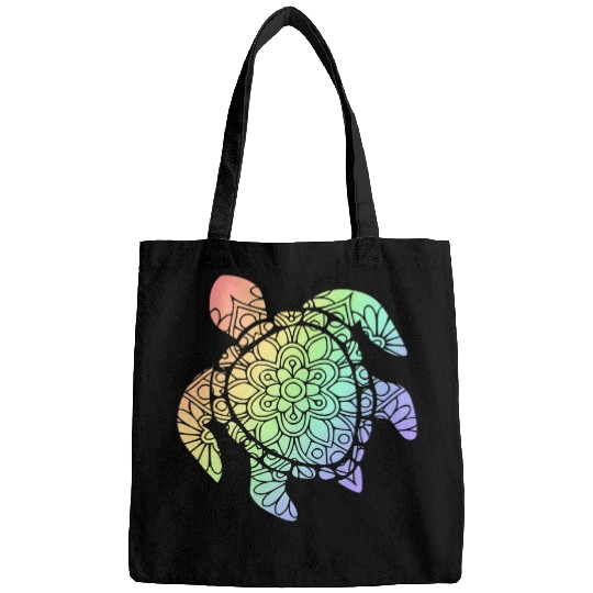 Turtle Pet Pastel Rainbow Mandala Boho Bags