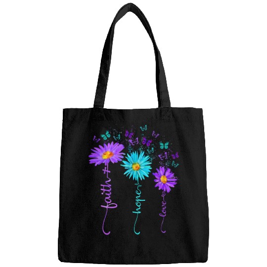 Faith Hope Love Butterfly Daisy suicides Prevention Awareness Bags