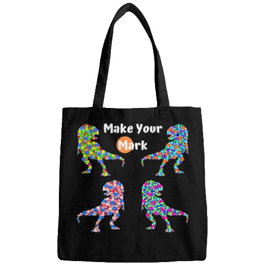 Dot Day Dinosaurs Colorful dot art tee Bags