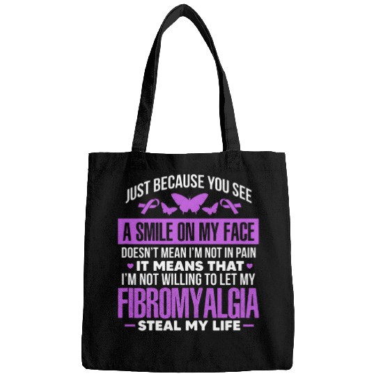 Fibromyalgia Fibro Warrior Purple Ribbon Butterfly Bags