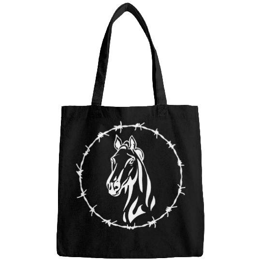 Silhouette of Equestrian Horse with Barbed Wire Border Bags