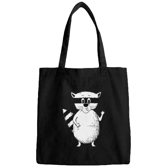 Raccoon Pet Oh Hey Friendly Waving Raccoon Black White Feral Raccoon Bags