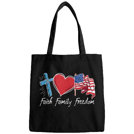 Patriotic Retro Faith Family Freedom USA Flag 4th of July Bags