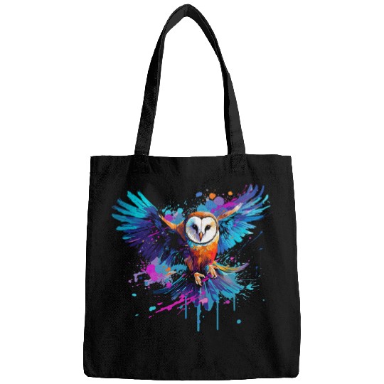 Owl Pet Colorful Barn Owl Owls Lover Splash Art Bags