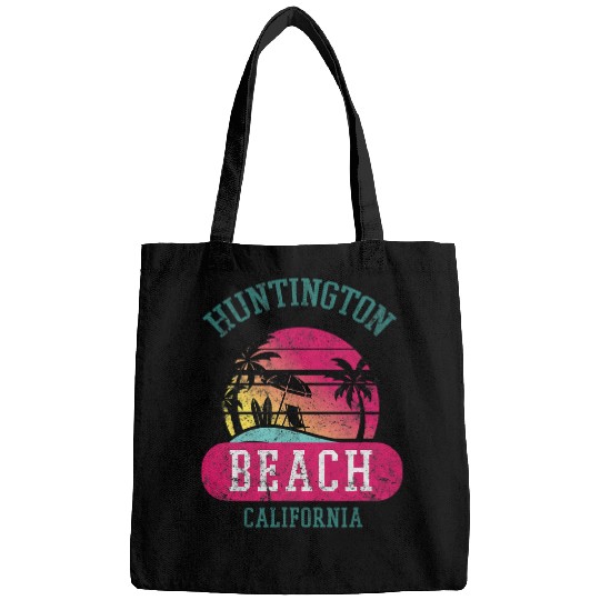 Distressed Huntington Beach CA Beach Sunset Novelty Art Bags