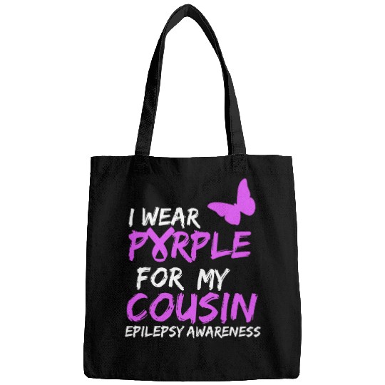 I wear Purple for my Cousin Epilepsy Awareness Butterfly Bags