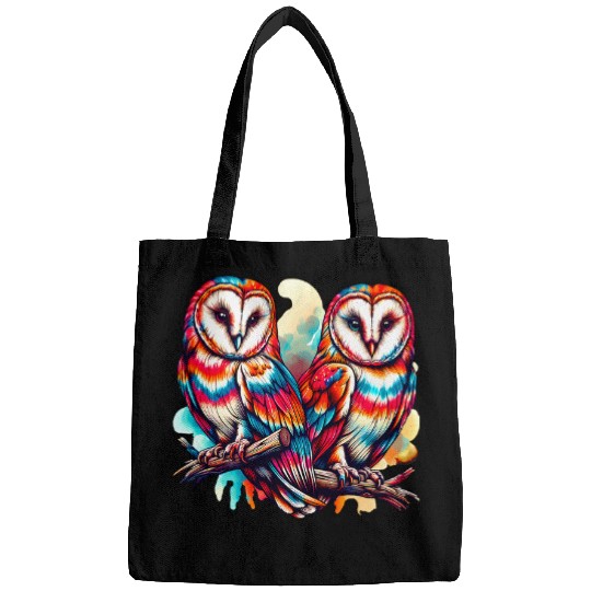 Owl Pet Cool Barn Owl Graphic Spirit Animal Illustration Tie Dye Art 1 Bags
