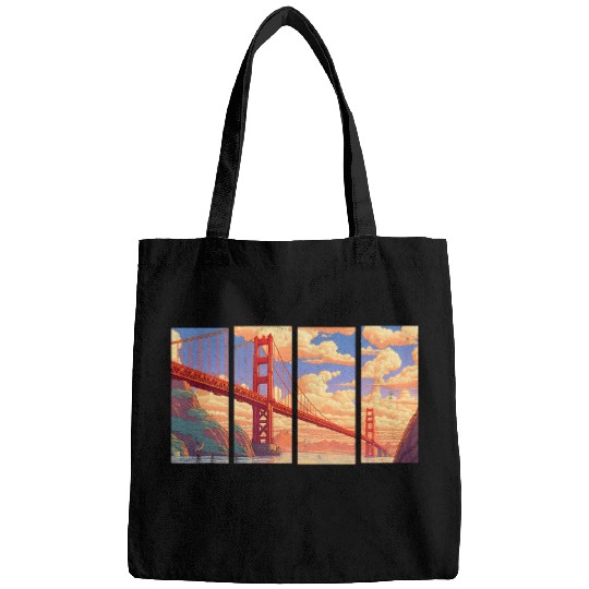 SF Golden Gate Bridge Beautiful Sky Iconic Fog City Bags
