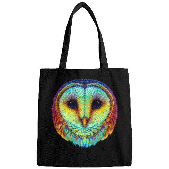 Owl Pet colorful cute Barn owl head art face for lovers birds animal Bags