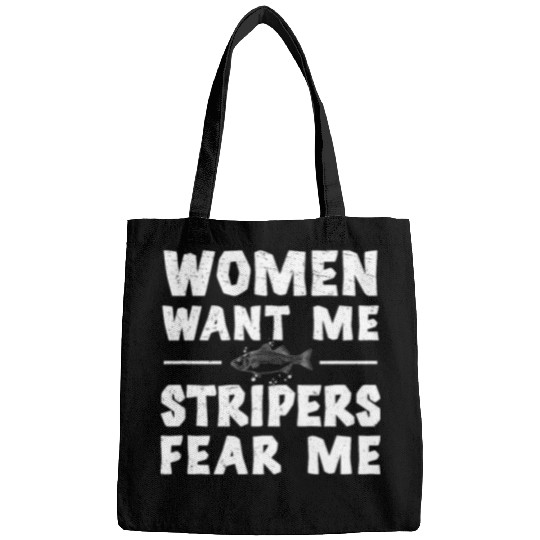 Women Want Me Funny Stripers Fear Me Striped Bass Fisherman Bags