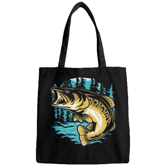 Walleye Fishing Sauger Fisherman Pine Forest Bags
