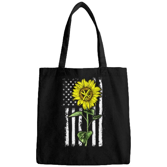 American Flag Art Sunflower Hairstylist s Plus Size Bags