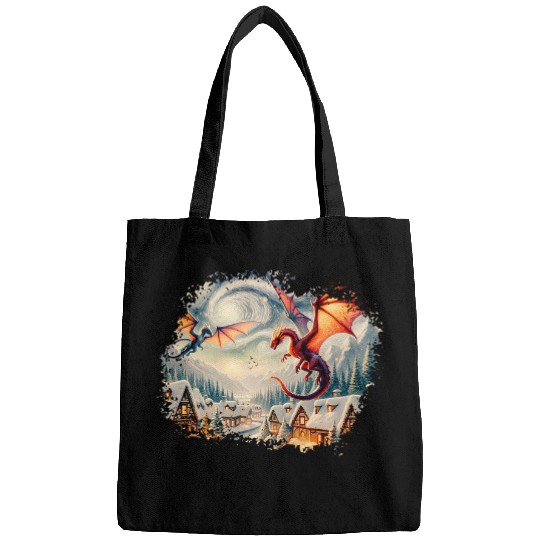 vintages Van Gogh Starry Night Majestic Red Dragon Winter Bags