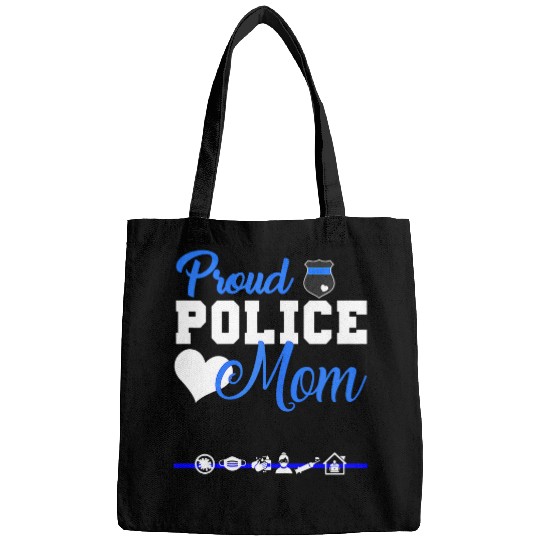 Womens Proud Police Mom s American Flag Graphic Tee Plus Size Bags