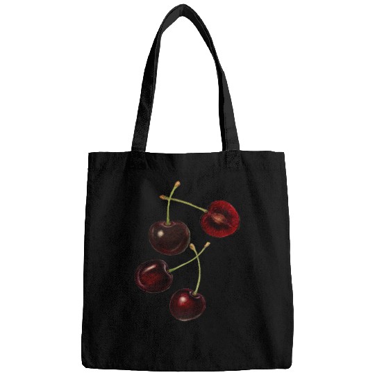 Black Cherries Illustration Bags