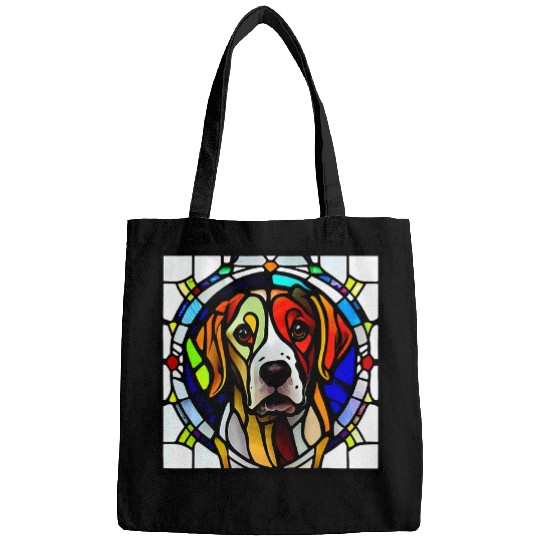 Brittany Spaniel Colorful Stained Glass Bags