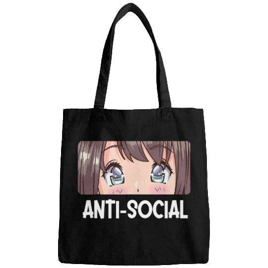 antis Social Waifu Otaku Kawaii Manga Japanese Text Art Anime Bags