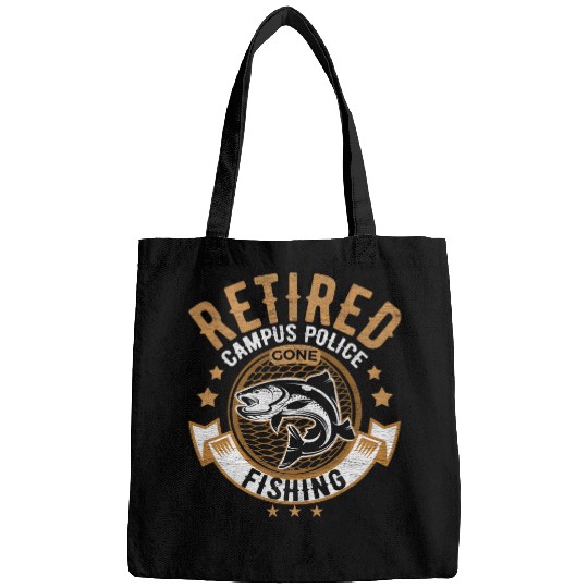 Retired Campus Police Fishing Lover Retirement Funny Bags