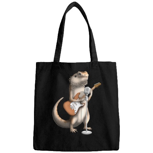 Bearded Dragon Singing Guitar Player Musician Music Cute Bags
