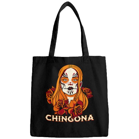 Womens Chingona Dia de los Muertos Floral Sugar Skull Latina Boss Bags