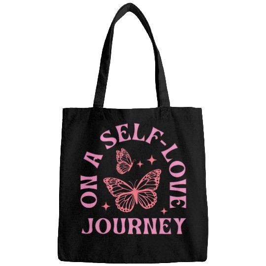 On A Self Love Journey Butterfly Retro Groovy Valentines Day Bags