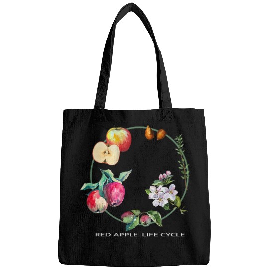 Red Apple Tree Life Cycle Process From Seeds to Fruits Art Bags