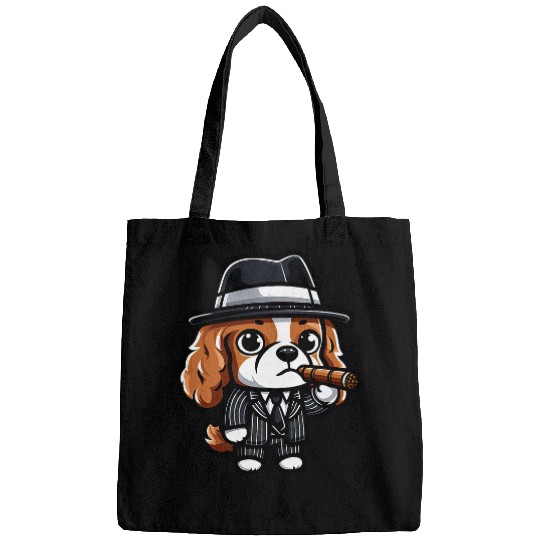 Cavalier King Charles Spaniel Gangster Funny Dog Mobster Bags