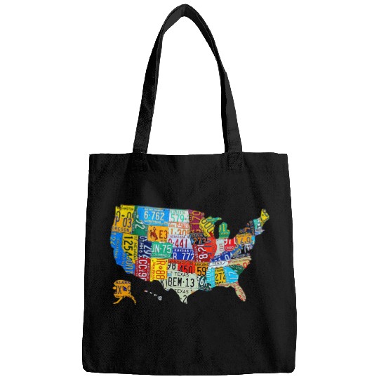 American Map License Plate US Map Art American Map Bags