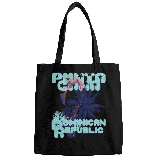 Retro Palm tree Dominican Republic Punta Cana Surfing Beach Bags