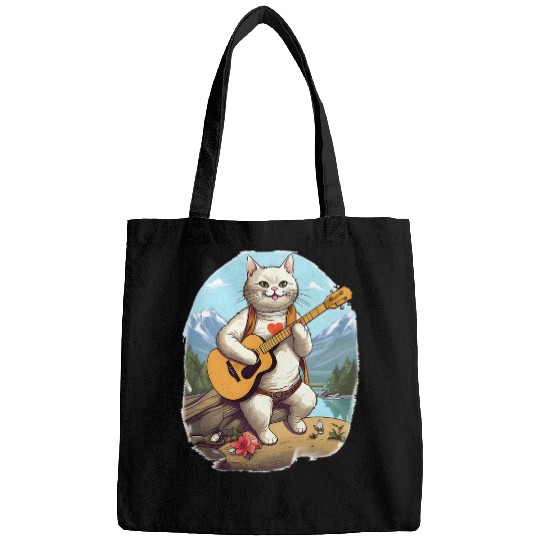 Cute Cat Owner Guitar Player Camping Guitarist I Pet Cats Bags
