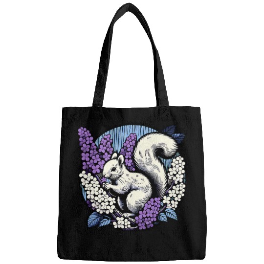Squirrel Pet Lilac Bush squirrel artwork hikers designs Bags