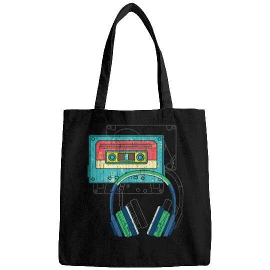 Cassette Music Headphones Retro 80s Music Bags