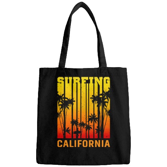 Surf Life Sunshine Summer Palm Trees Beach Vibes surfing Bags
