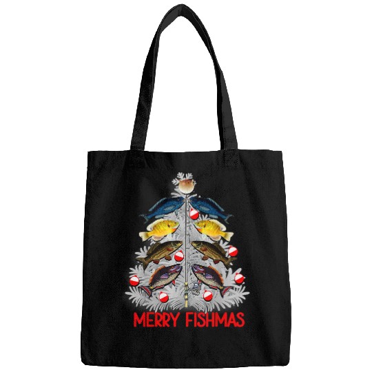 Fishing Merry Fishmas Christmas Tree Fish Fishing xmass Fisher Bags