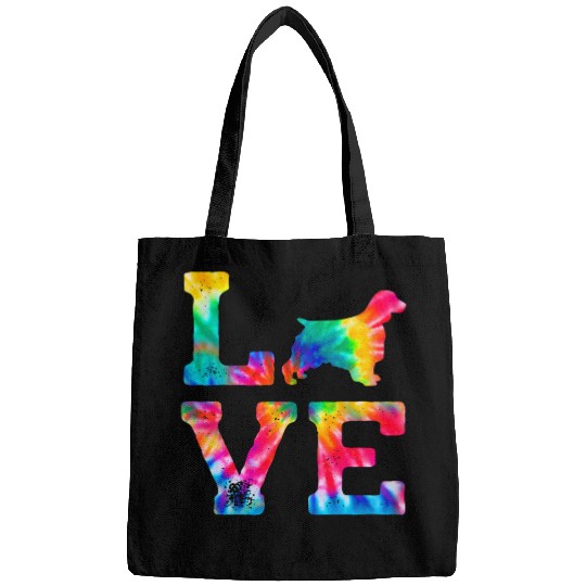 Love Welsh Springer Spaniel Tie Dye Dog Mom Dad Bags