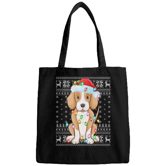 xmass Lighting Santa Hat Ugly Foxhound Christmas Bags