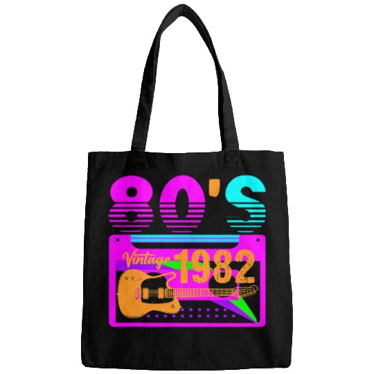 Guitar Retro 80s Music 90s Party Lover Eighties Nineties Bags