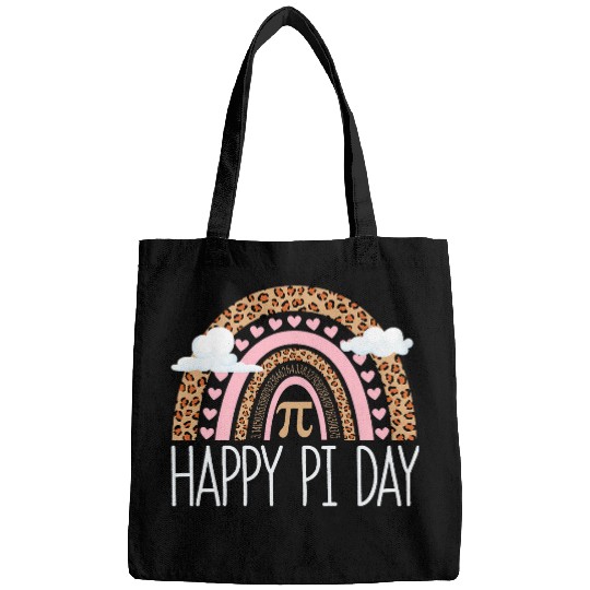 Happy Pi Day Mathematic Math Teacher Funny Leopard Rainbow Bags