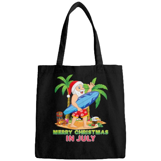 Surf Life Merry Christmas Mele Kalikimaka Santa Surfing Surf In July Bags