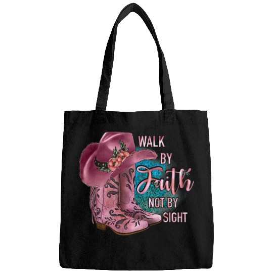 Retro Cowboy Boot Walk By Faith Not By Sight Western Cowgirl Bags