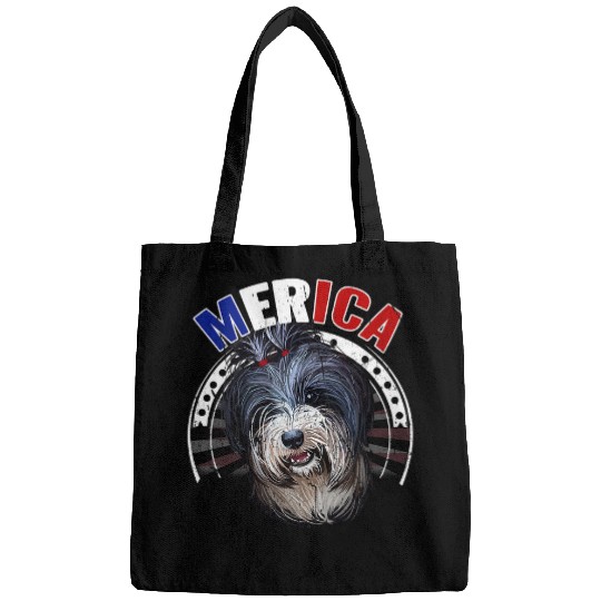 Dogs 365 Merica Tibetan Terrier Dog American Flag USA Bags
