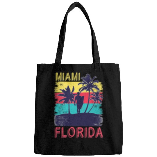 Surf Life Retro Summer Surfing South Beach Tropical Miami Florida Bags