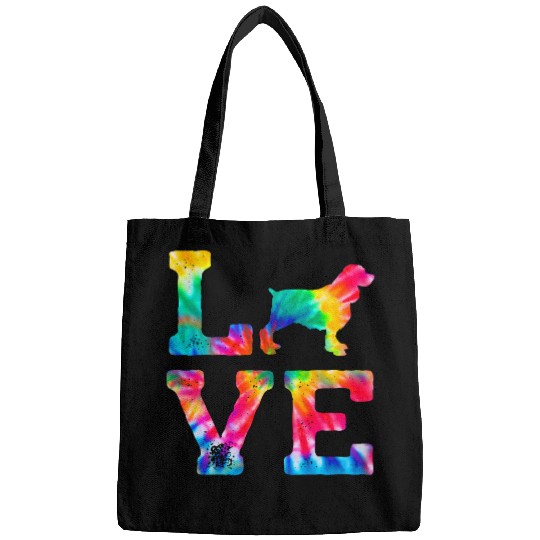 Love English Springer Spaniel Tie Dye Dog Mom Dad Bags