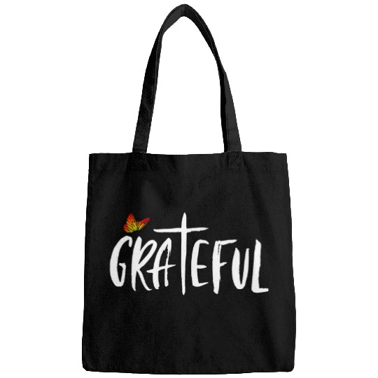 Grateful butterfly faith womens christian t Bags