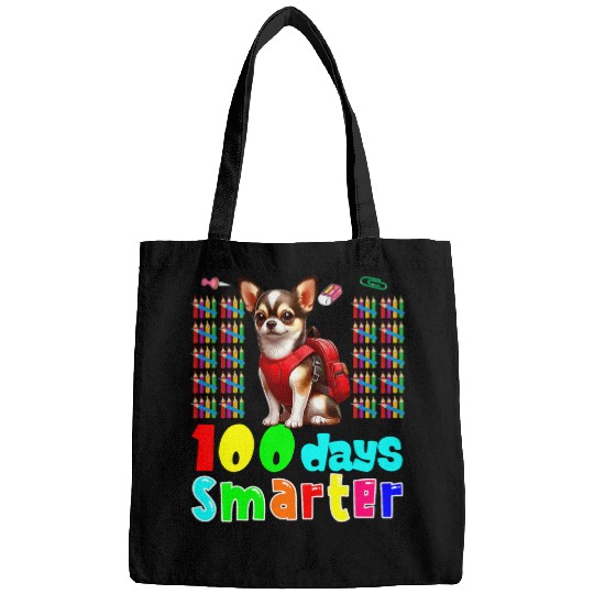 100 Days Smarter 100 Days Of Schools Chihuahua Funny Student Bags