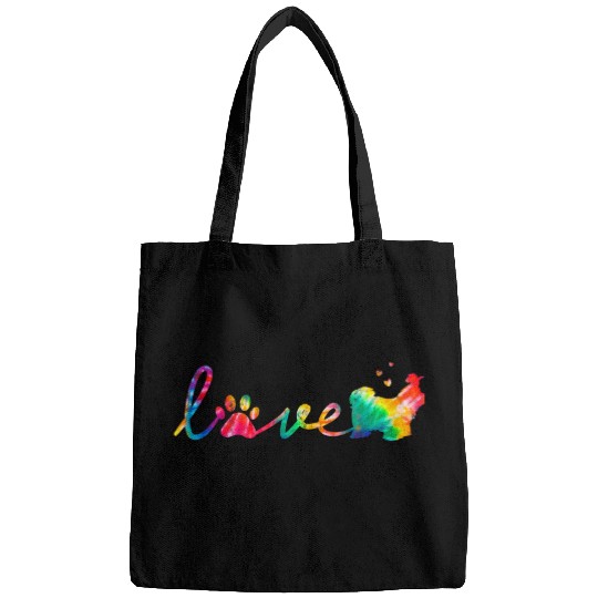 Love Shih Tzu Tie Dye Paw Mom Dad Bags