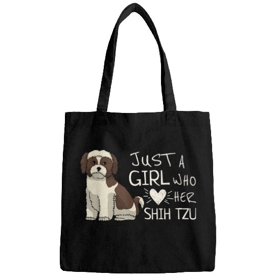 Just A Girl Who Loves Her Shih Tzu Dog Puppy Love Bags