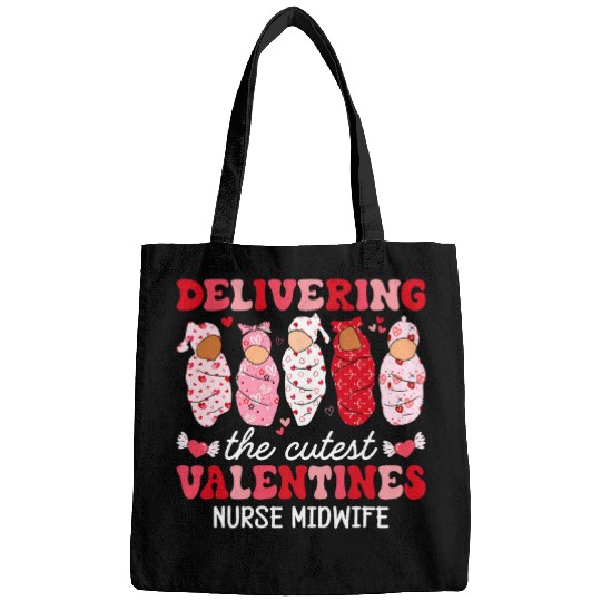 Groovy Delivering Tiny Humans nurses Midwife Valentines Day Bags