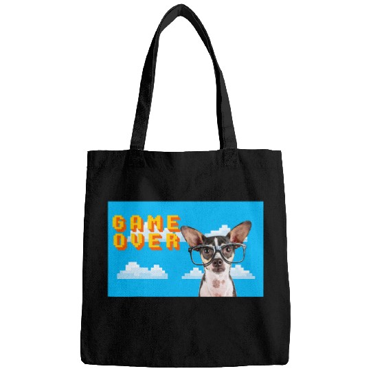 8Bit Game Over Chihuahua w Glasses Bags