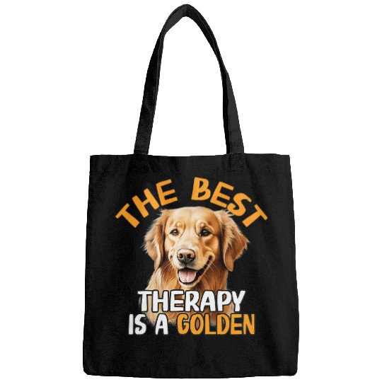 Funny The bests Therapy Is A Golden Retriever Dog Lovers Bags